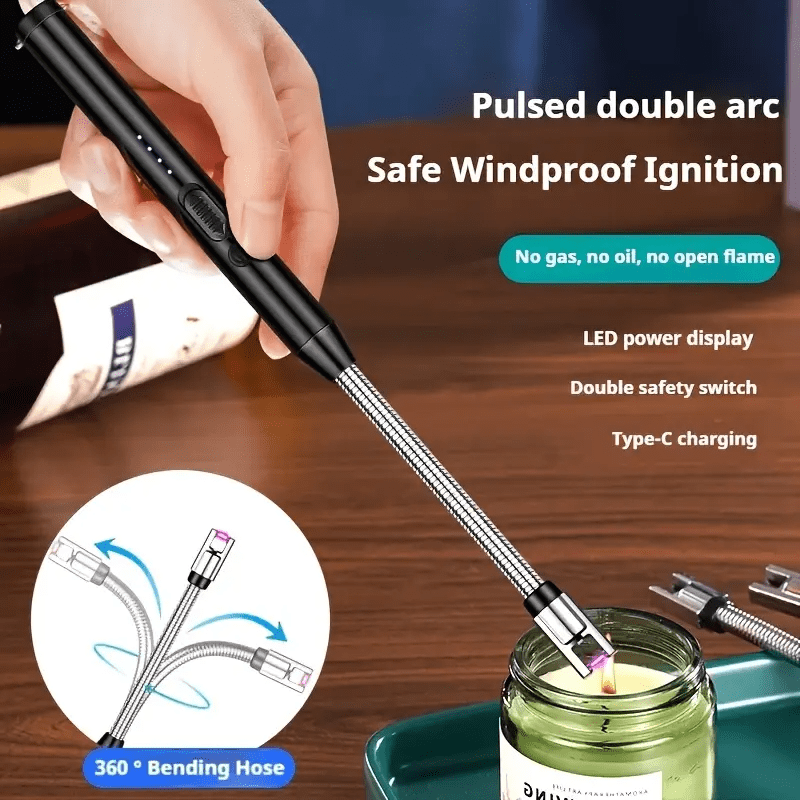360° Outdoor Kitchen Lighter – USB Rechargeable with Flexible Elbow 🔥