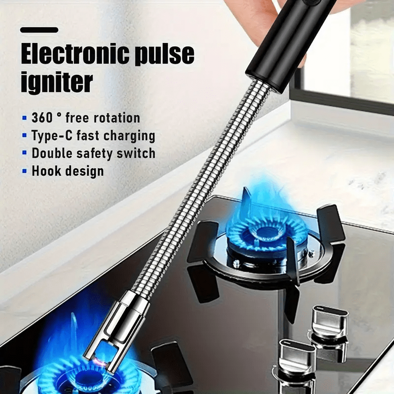 360° Outdoor Kitchen Lighter – USB Rechargeable with Flexible Elbow 🔥