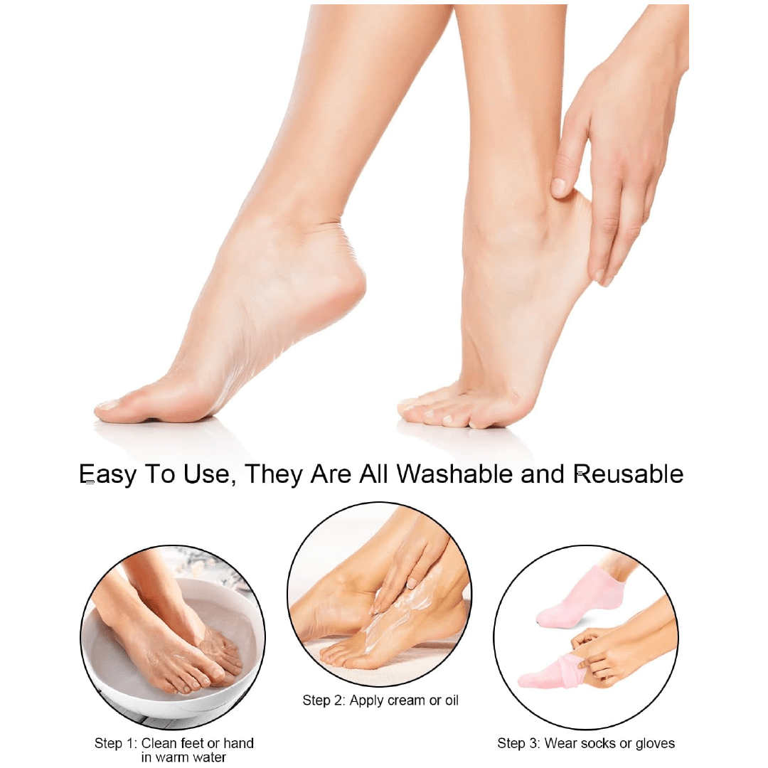 Buy 1 Pair + Get 1 Pair FREE = 4 Pcs Silicone Moisturizing Heel Socks