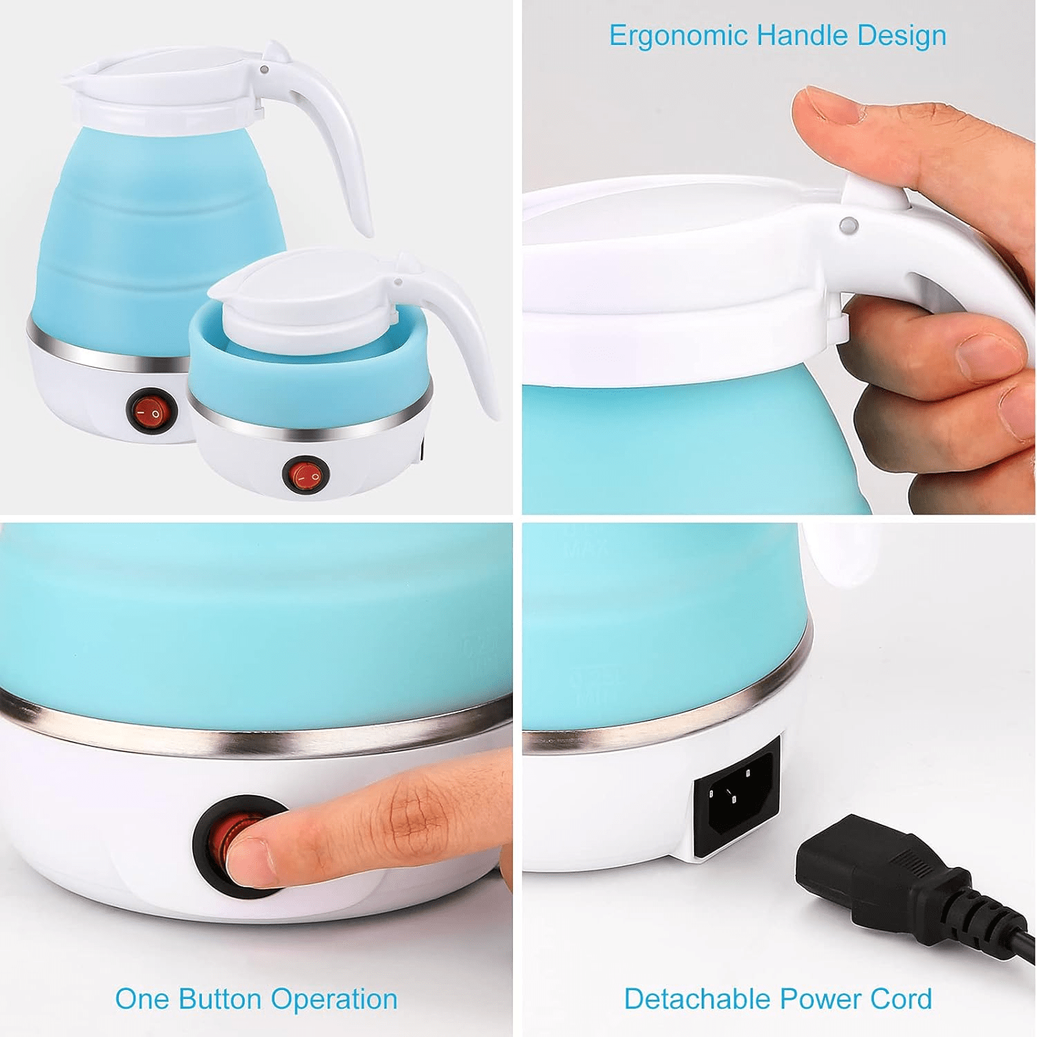 Portable Foldable Electric Kettle 600ML – Travel Size, Fast Boil, BPA-Free