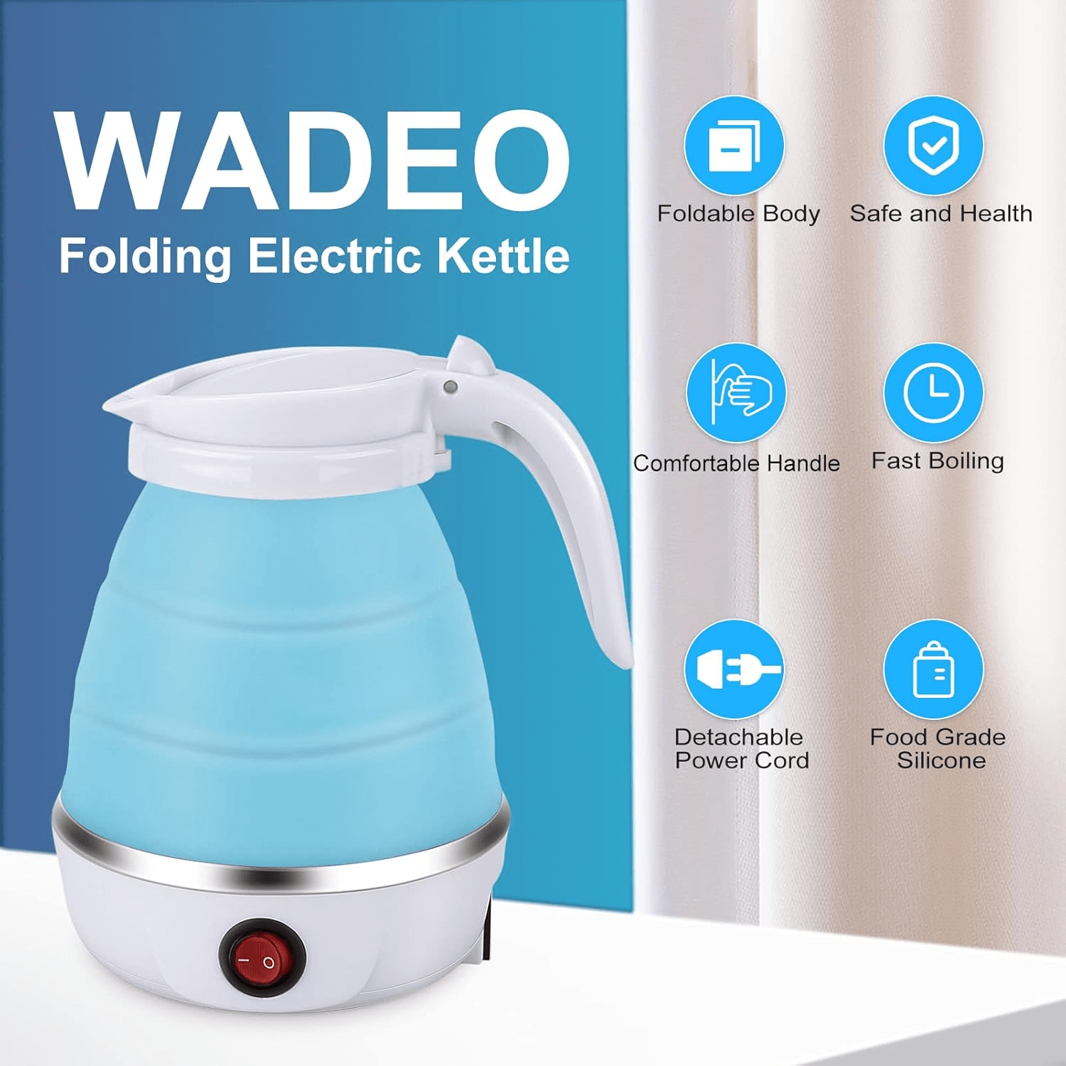 Portable Foldable Electric Kettle 600ML – Travel Size, Fast Boil, BPA-Free