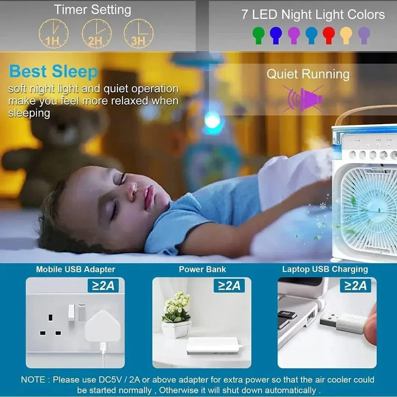 Mini Air Cooler Fan | Cooling Mist & Water Tank – Beat the Heat Instantly!